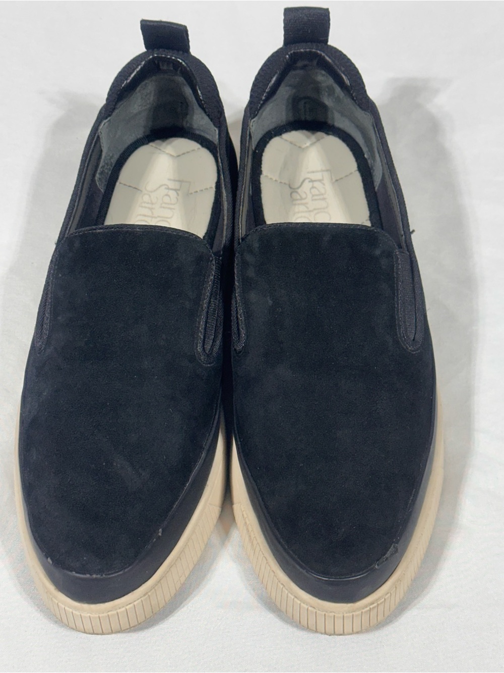 Franco Sarto Black Suede Slip-On  Women’s US 8 Leather Platform Comfort Shoes